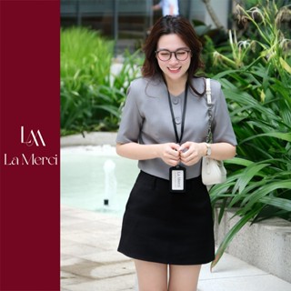   La Merci  Áo Blazer TULIP nữ cổ tròn ngắn tay dáng croptop nữ tính Hàn Quốc B10 