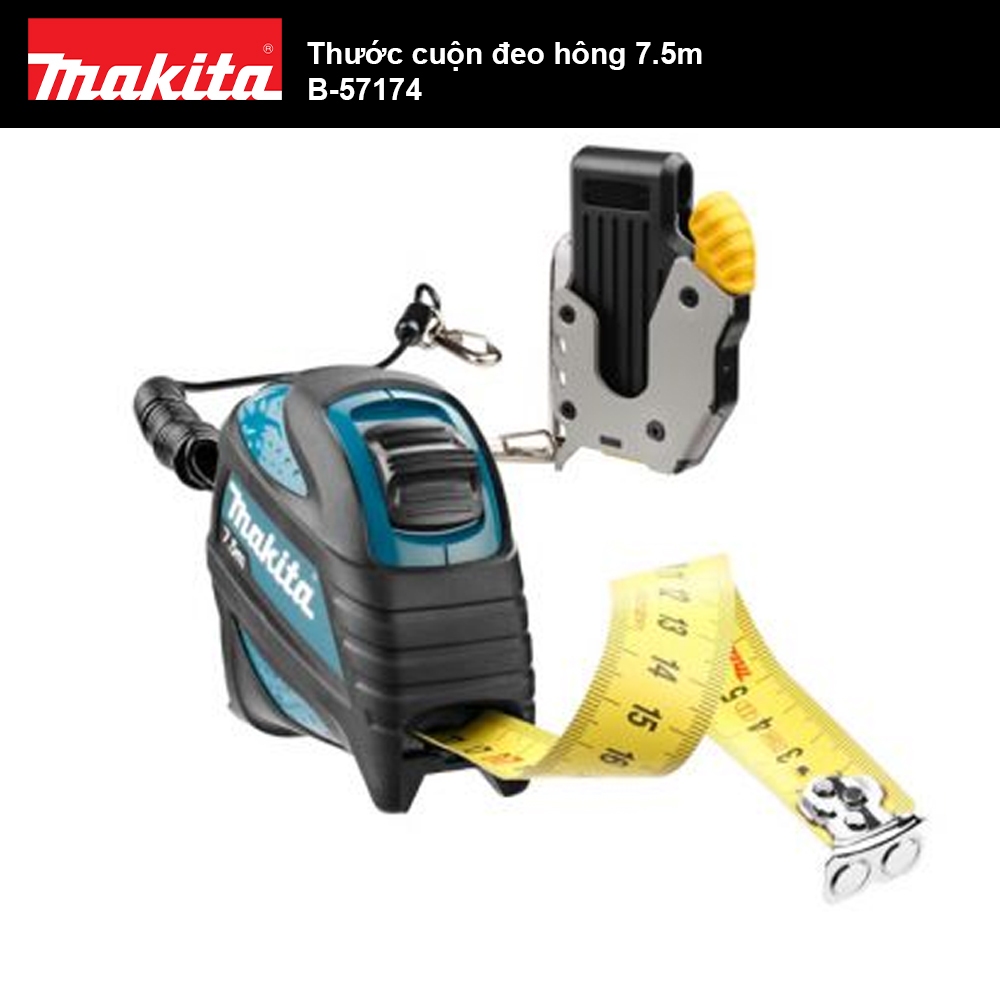 Thước cuộn thép đeo hông 7.5m Makita B-57174 | Makita Việt Nam