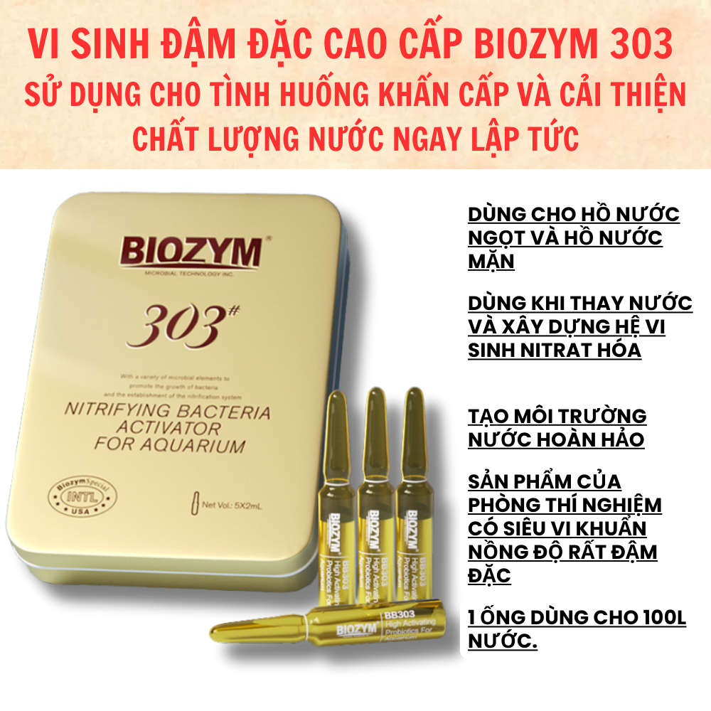 Vi sinh sống cao cấp BIOZYM 303 Ổn định chất lượng nước cho bể cá cảnh, thủy sinh