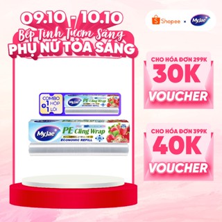 Combo 1 màng bọc thực phẩm PE + 1 lõi màng bọc  MyJae Đài Loan 30cm x 120m dạng dao cắt trượt bảo quản thực phẩm