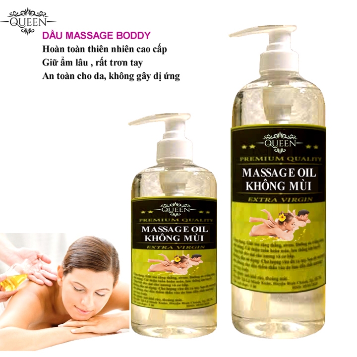 Dầu Massage Body Không Mùi - Chai 500ml - 1 Lít Vòi Nhấn ( Hợp với mọi loại da)