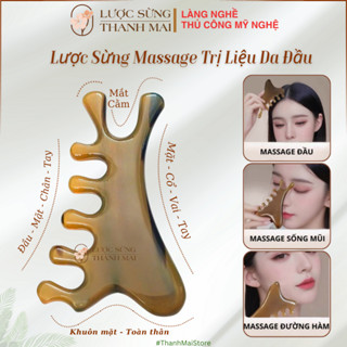Lược sừng massage đa năng 4in1, mát xa da đầu, thư giãn mặt mũi cổ vai gáy hiệu quả ngay tại nhà