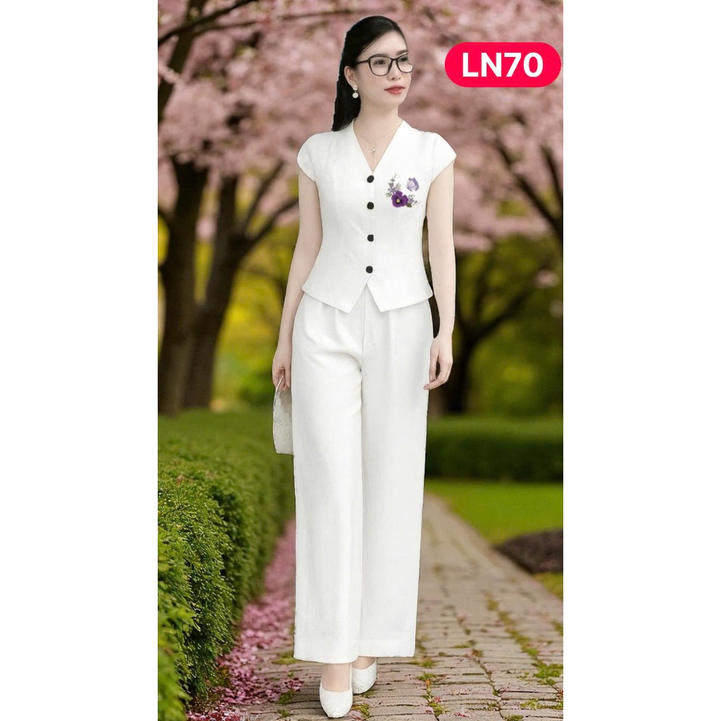 [LN70-74] Set Bộ Trung Niên Thêu Hoa Cao Cấp – Đồ Bộ Lụa Mềm Mát, Form Suông Sang Trọng, Mặc Nhà – Đ