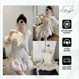    BIGSIZE - KÈM QUẦN   Váy tơ lệch vai “ NƠ ĐÍNH VÁY “ tiểu thư thiết kế đính nơ eo XOẮN CƯỚC by Carot Clothing VHT28 
