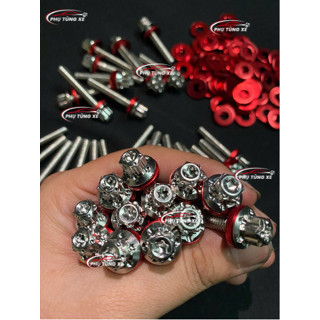  Ốc Inox 304 Salaya  D3  Mẫu Bông – 6Li 8Li 10Li Kèm Lông Đền Đỏ 