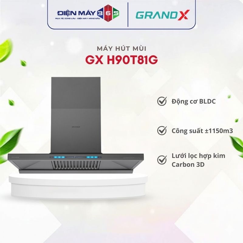 Máy hút mùi GrandX GX H90T81G/GX H90T81SG – Hút Khói Bếp Nhanh Chóng, Động Cơ Êm Ái, Tiết Kiệm Điện 