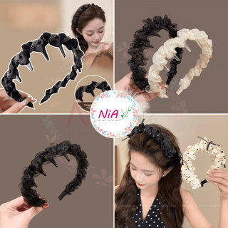  Băng đô cài tóc chống trượt voan xoắn nơ đính đá sang trọng phong cách Hàn Quốc cho nữ NiAShop PK298 