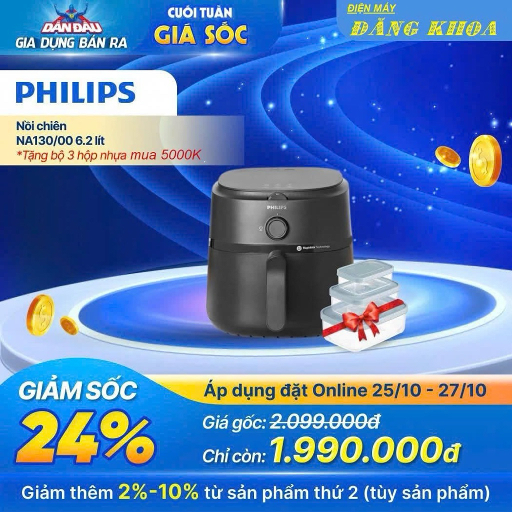 Nồi chiên không dầu Philips NA130/00 dung tích 6.2l