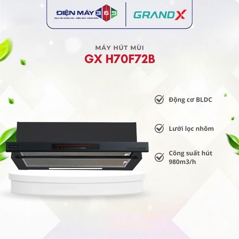 Máy hút mùi âm tủ GrandX GX H70F72B/GX H70F72SB - Hút Khói Bếp Mạnh Mẽ, Động Cơ Êm, Khử Mùi Nhanh, A