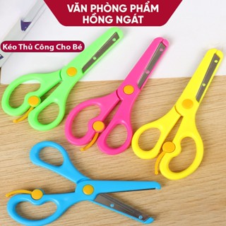  Kéo thủ công cho bé kéo học sinh cắt giấy đầu tròn bằng nhựa an toàn đồ dùng văn phòng phẩm cho tiểu học mầm non QT48 