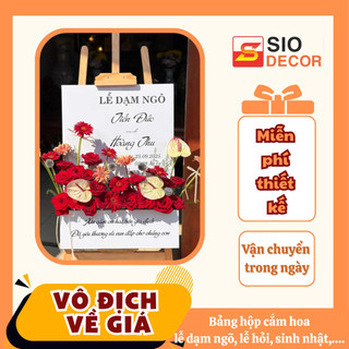 Bảng + hộp 3D welcome để cắm hoa tươi + IN theo yêu cầu + Bảng cưới, bảng chào, đón khách, (fomex dày 5mm₫
