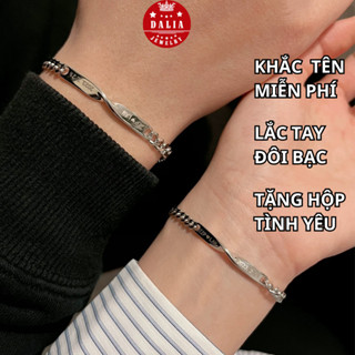 Lắc tay đôi bạc khắc tên, chữ, số theo yêu cầu vô cực mã LT9F DaLiA Jewelry Vòng tay đôi bạc nam nữ, dây nam 4ly nữ 3ly