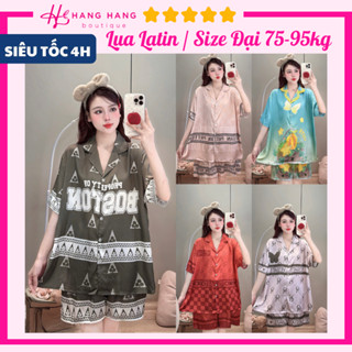  Đồ ngủ nữ bigsize cỡ đại 75-95kg pijama đùi ngắn tay cộc lụa latin mịn mát 95CC04 đồ bộ nữ đồ mặc nhà sang chảnh 