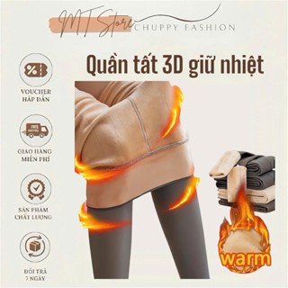 Quần tất 3D lót lông dày dặn đủ 4 màu đen , cát , khói , da siêu ấm chống xước