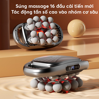 Máy massage 16 đầu tặng kèm 8 đầu thay màu xám, máy massage đa năng bản mới 2025, bảo hành 24 tháng