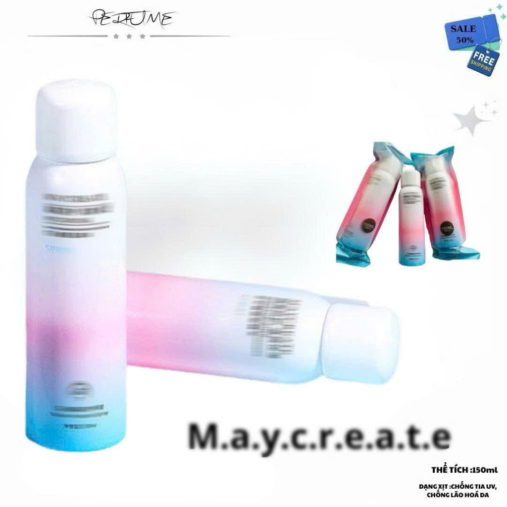 Kem xịt chống nắng VIP - Maycreate 50+ PA++ chuẩn hãng ,hoạt chất tự nhiên, thơm dịu mát da chống tia UV tôn da HH08