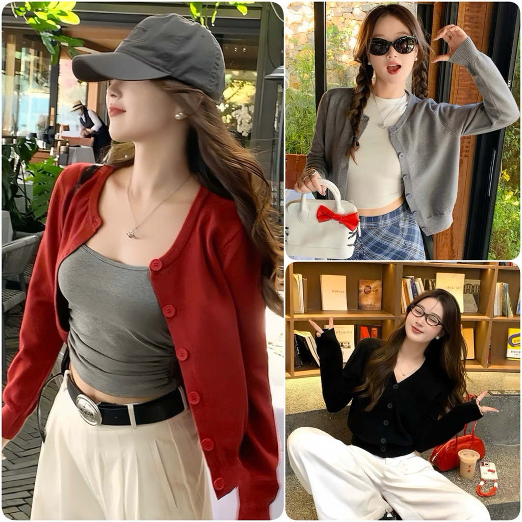 Áo Cardigan Chất Len Lông Thỏ Có Cúc Nhiều Màu