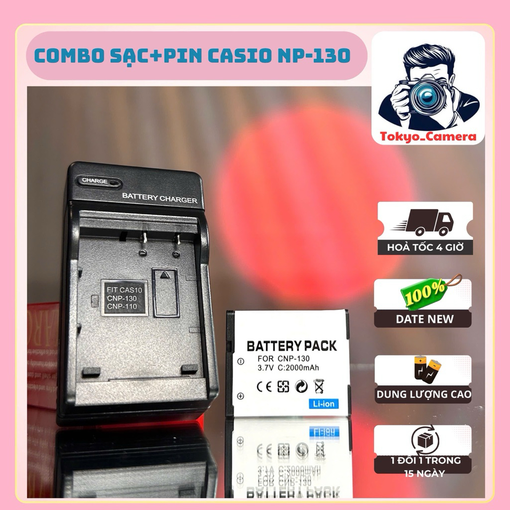 Bộ Sạc Pin Casio NP-130 ( Combo thay thế )dùng cho EX-ZR100, EX-ZR200, EX-ZR300, EX-ZR400, EX-ZR500