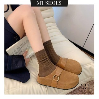  Dép Sục Nữ Quai Da Lộn Đế Độn Cao 5cm Phối Khoá Thời Trang Hàng QC Cao Cấp Kèm Box MT Shoes DN087 