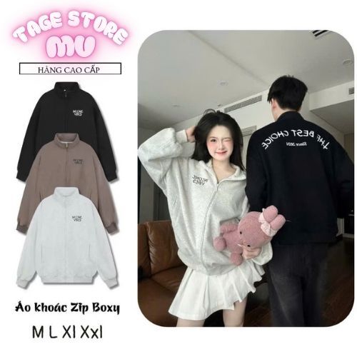 Áo Khoác Nỉ Cao Cấp Chuẩn From , Áo Khoác Zip from boxy Nam Nữ.mẫu mới siêu hót TAGE.M X2