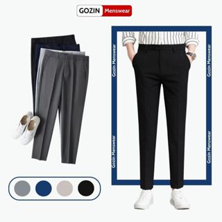 Quần tây nam, Quần âu nam hàn quốc ống côn công sở vải tuyết hàn co giãn dày dặn Gozin Menswear