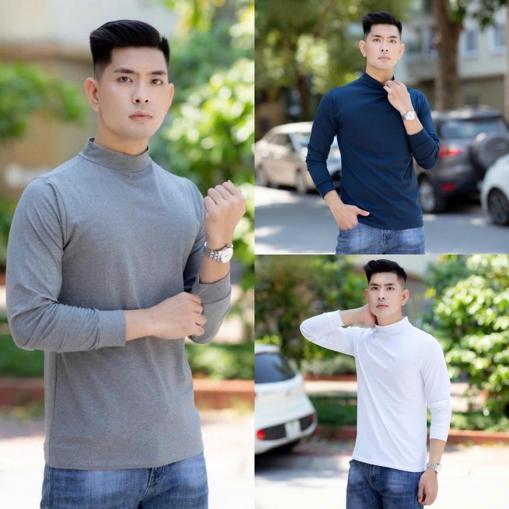Combo 3 4 áo giữ nhiệt Áo giữ nhiệt nam cổ cao, áo thun giữ nhiệt nam tay dài lót nỉ thun co giãn tr