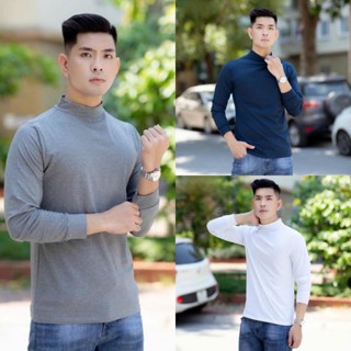 Combo 3 4 áo giữ nhiệt Áo giữ nhiệt nam cổ cao, áo thun giữ nhiệt nam tay dài lót nỉ thun co giãn trơn 3 phân cổ lọ body