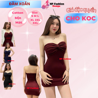 Đầm xoắn cúp ôm body ống dáng ngắn không mút HP FASHION, váy kiểu trơn basic đen đỏ xanh vải thoáng mát mùa hè HP57