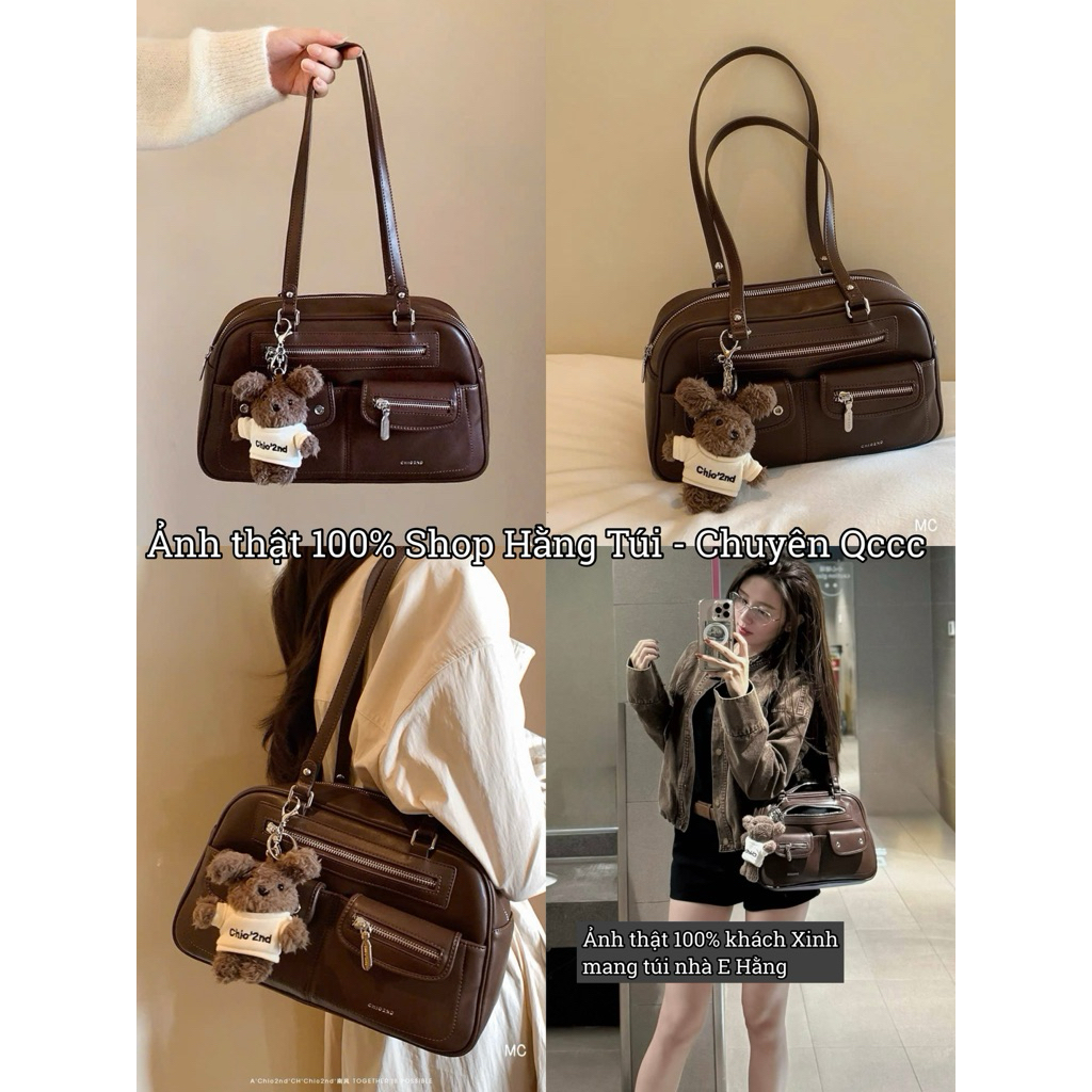 [TẶNG CHARM] Túi Chio Khoá 3 XÉC Nâu Vintage HS259