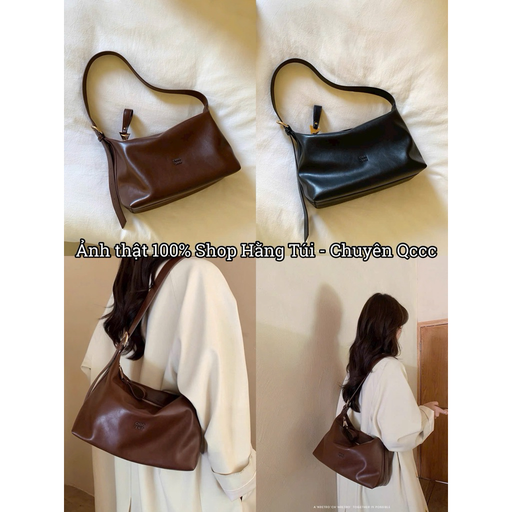 [NÂU & ĐEN ] CHIOOO Cắp nách Trơn 2 Màu Nâu & Đen size 28cm