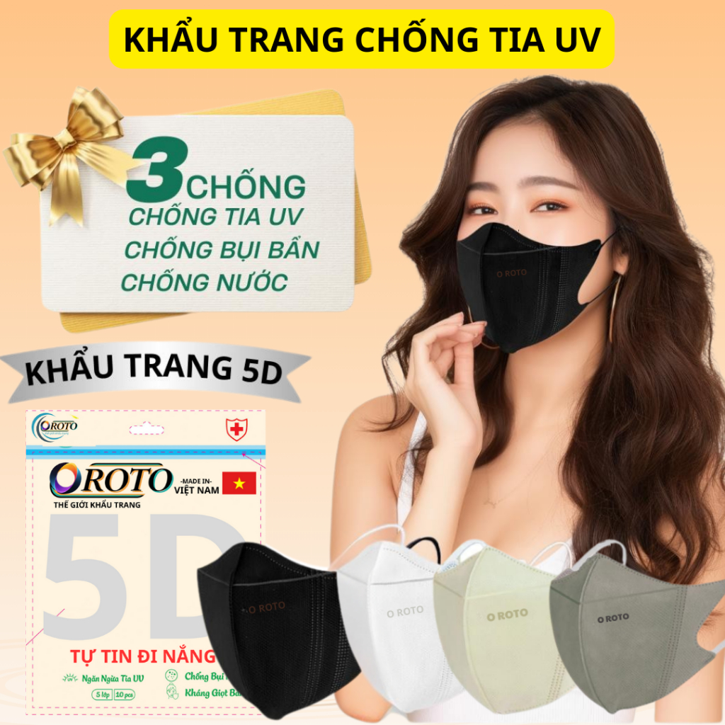 Thùng 700 cái khẩu trang 5D OROTO chính hãng cao cấp chống nắng và tia UV và bụi bẩn