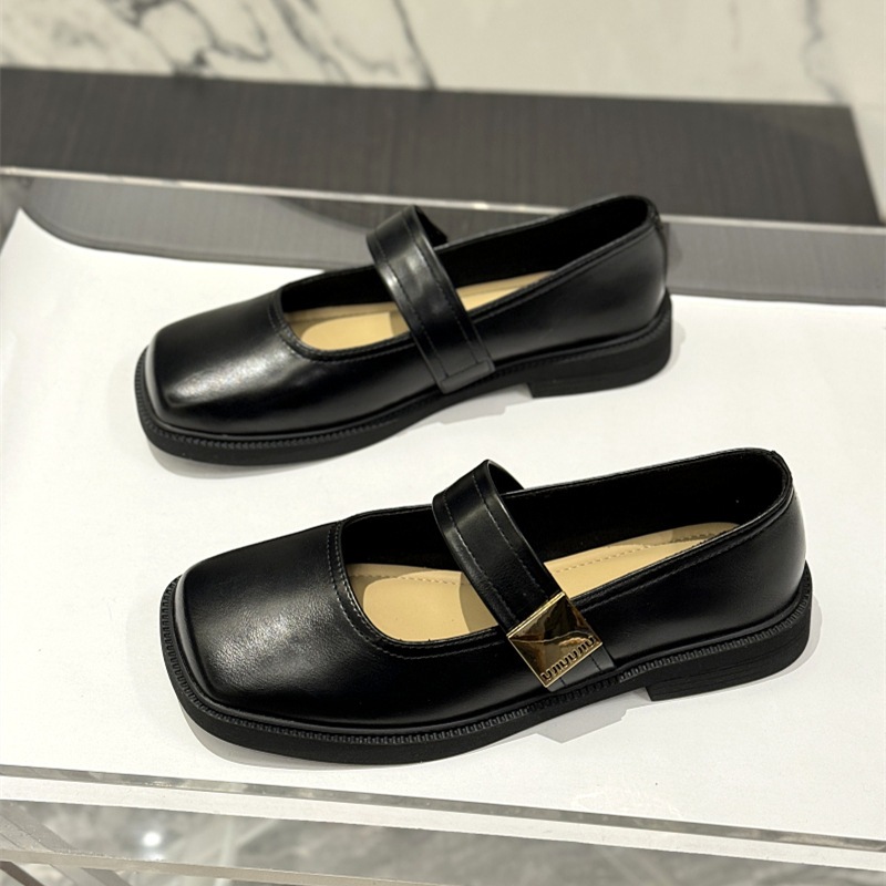 Giày Lolita Nữ Đế Thấp Da Mềm Quai Dán To Bản QT