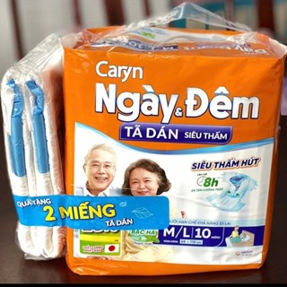 tã bỉm dán người già Caryn mua 3 gói miếng  size M/L từ 40_ 68kg có vách ngăn chống tràn