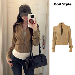   DEAL MỞ BÁN  Áo khoác kaki hai lớp fom ôm lửng DoA Style áo khoác nữ thu đông cá tính mới 