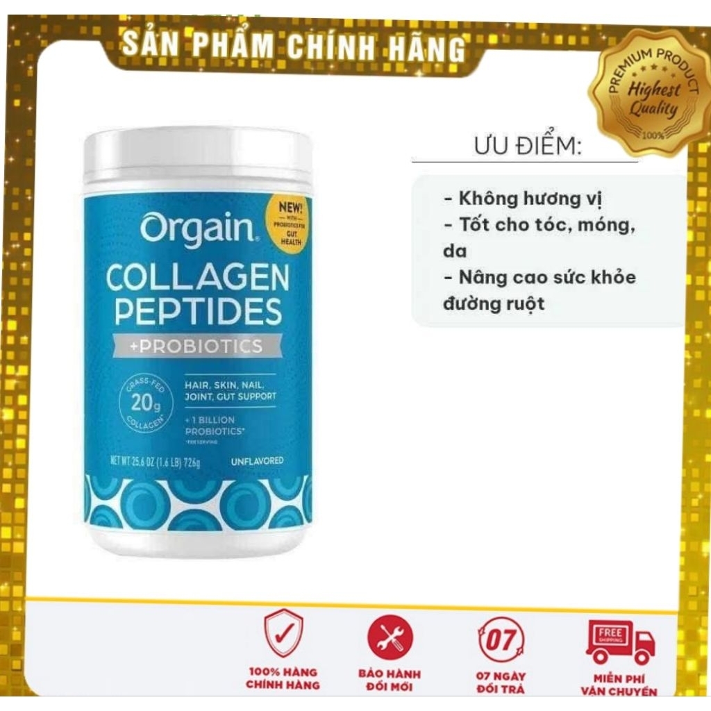 collagen peptide của hãng orgain với probiotic