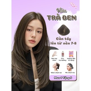  Thuốc Nhuộm Tóc Màu NÂU TRÀ ĐEN VOT Hair Kem Nhuộn Tại Nhà | Tặng oxy collagen ủ trợ dưỡng tóc 