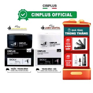 Sáp vuốt tóc CinPlus Clay Wax Sicily 1504 Right 100gr màu đen / Left Trắng chính hãng CIN PLUS Ý