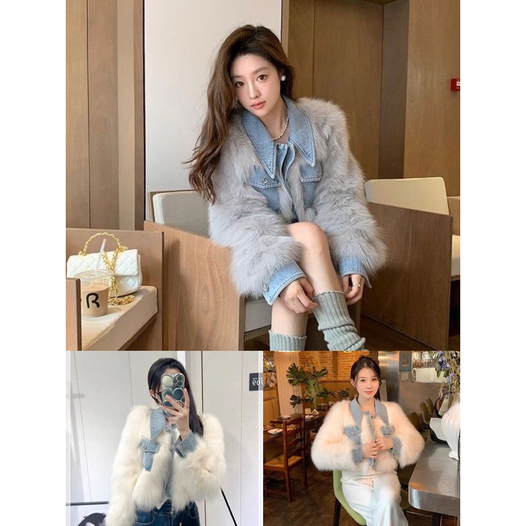 Áo khoác lông tiểu thư sang chảnh pha jean hàng QCCC CHẤT LIỆU MỀM MỊN YAME CLOTHING