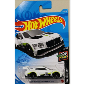 Xe mô hình tỉ lệ 1:64 CHÍNH HÃNG Hot Wheels 2018 Bentley Continental G số 100 trắng