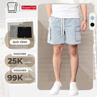 [NEW] Quần short jean nam ASH CARGO BAMI HOME, chất vải jeans cotton mềm mại, lưng thun co giãn QJ10