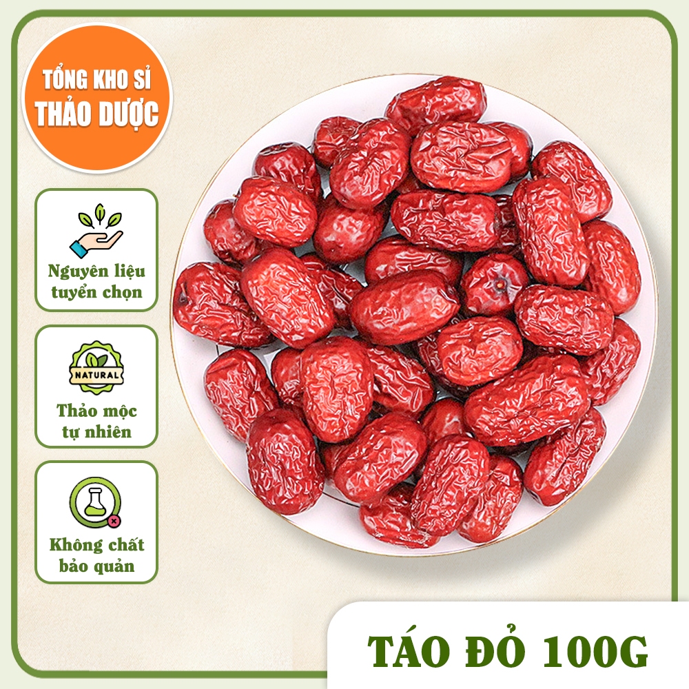 Táo đỏ Hàn Quốc 100g, dày thịt, hạt nhỏ, vị ngọt, dùng pha trà, hầm canh, ăn vặt, tốt cho sức khỏe