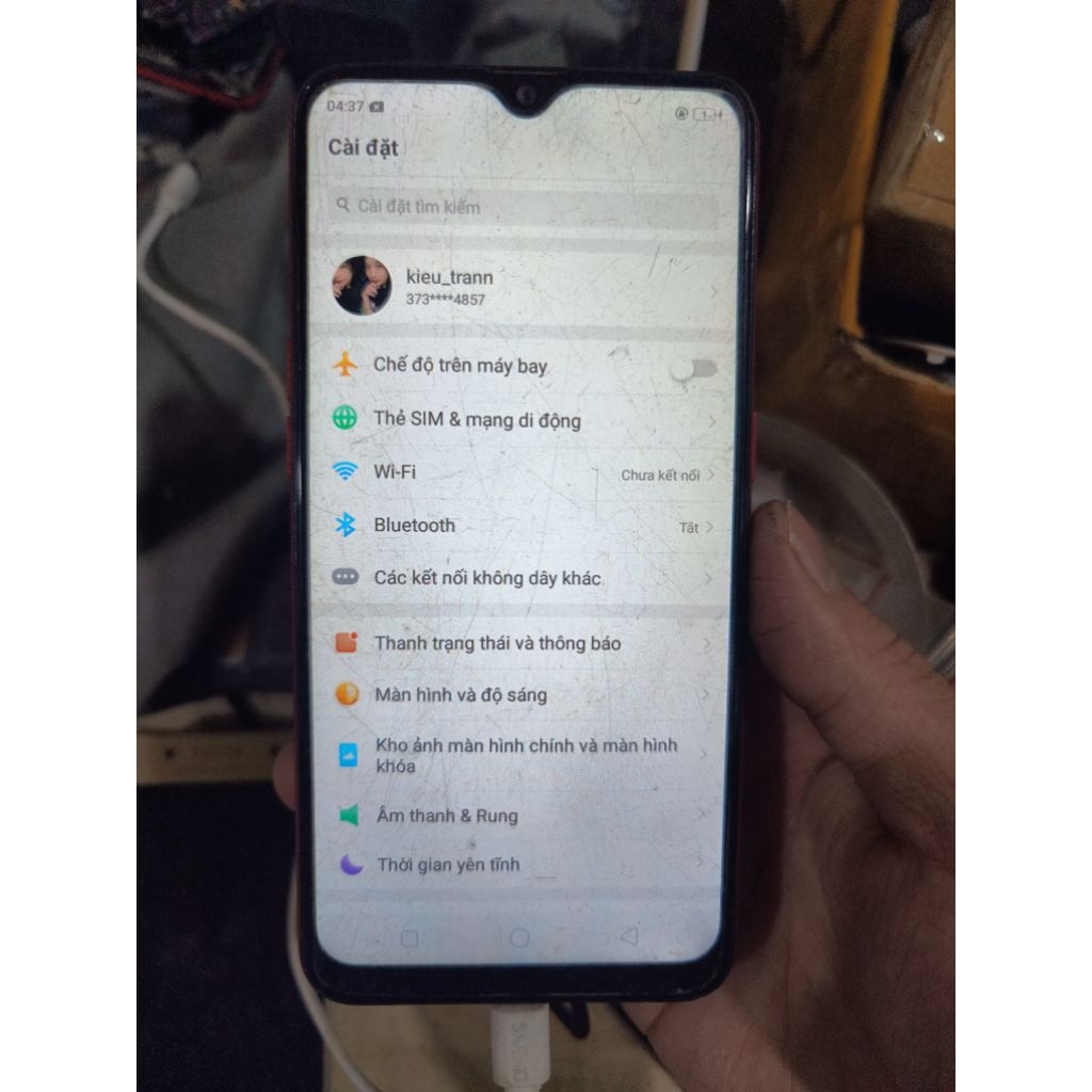 Cụm xác Oppo A5s máy còn dùng nắp sau vỏ trầy