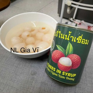 THÙNG 12 LON Vải Thiều Ngâm Nước Đường Đóng Lon CHỮ THÁI - hộp 565g (trái to) HSD 2028
