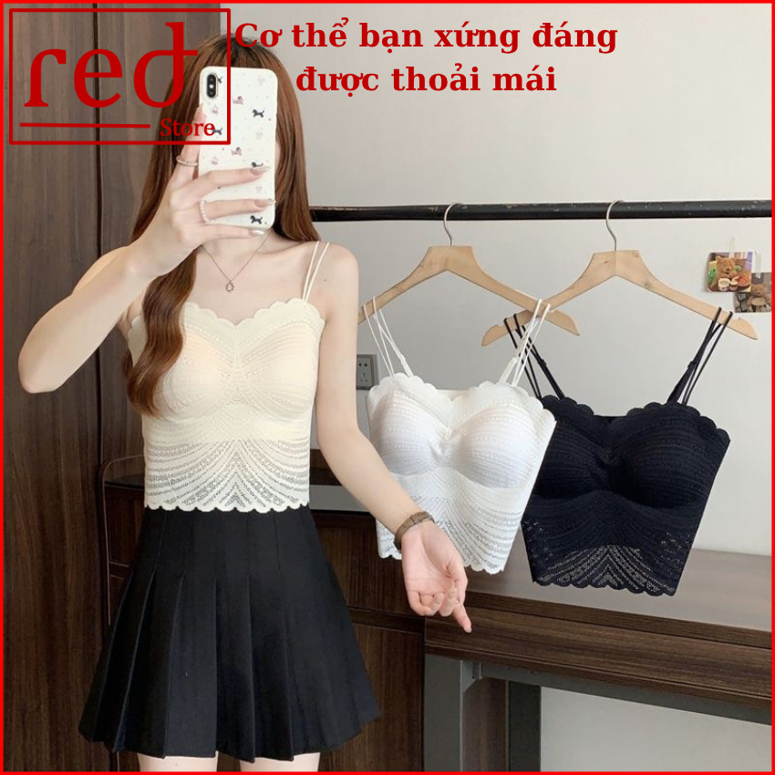 Áo bra ren nữ có mút ngực, Áo bra ren mặc vest, blazer freesize 40-60kg Bra18
