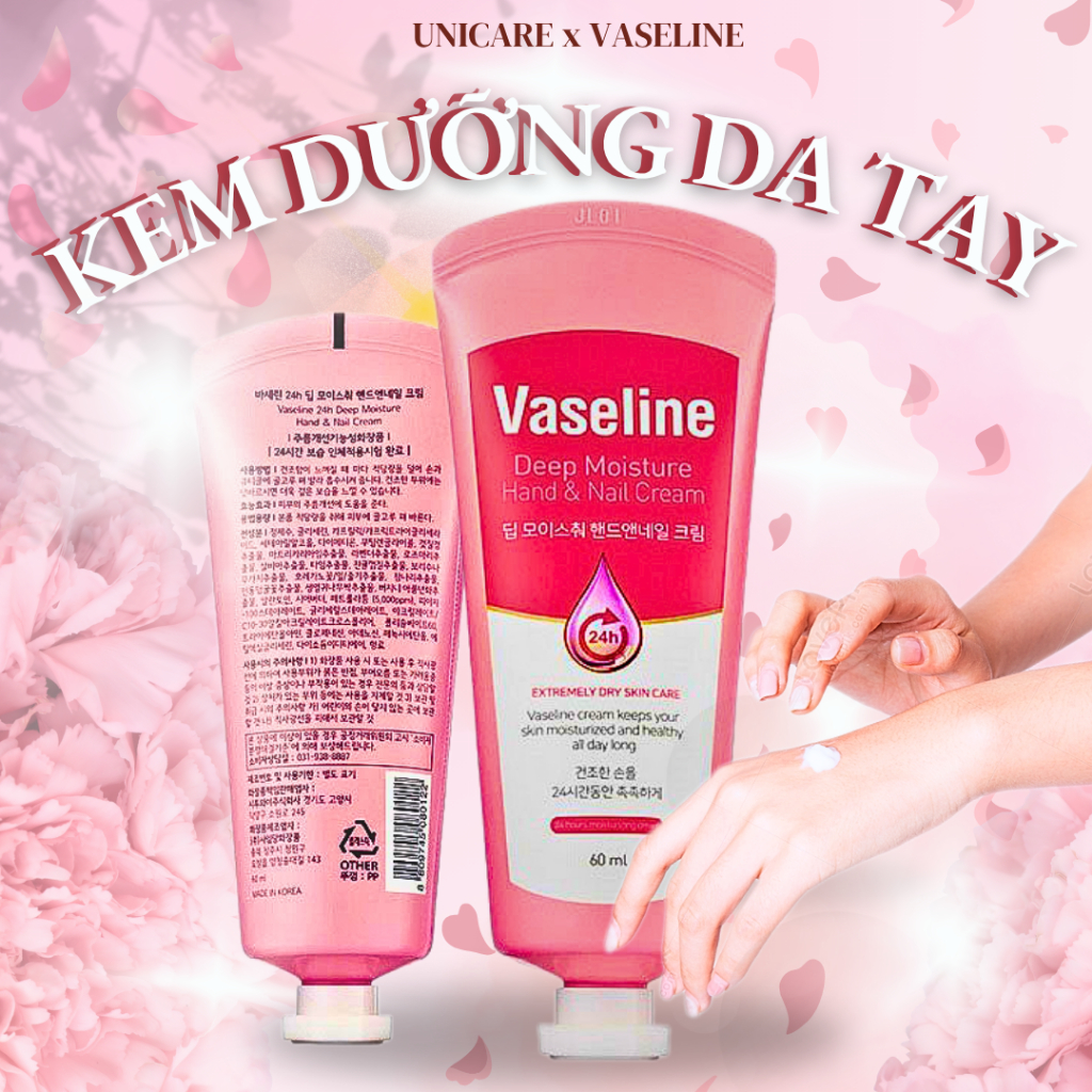 Kem dưỡng da tay Vaseline, dưỡng ẩm sâu cho da tay, son dưỡng ẩm môi Vaseline - Unicare