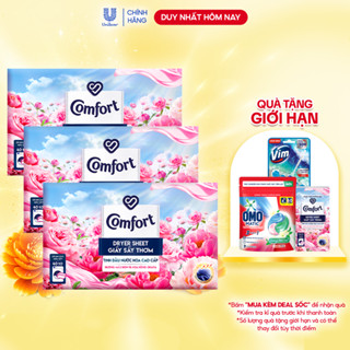 Combo 3 Hộp Giấy Thơm Comfort Hương Mẫu Đơn Và Hoa Hồng Ohara 40 tờ/hộp, Dành Cho Máy Sấy Quần Áo, Tủ Quần Áo