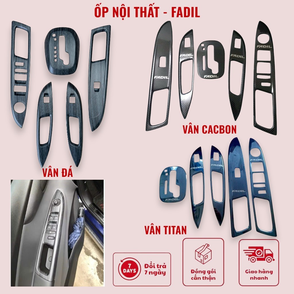 Ốp nội thất xe Fadil 2019 2020 2021 2022 2023 2024 vân đá, vân cacbon, vân titan cao cấp, ốp trang t