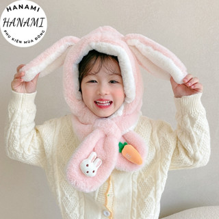 Mũ len cho bé gái nón len trùm đầu tai thỏ dễ thương thời trang mùa đông giữ ấm cao cấp 