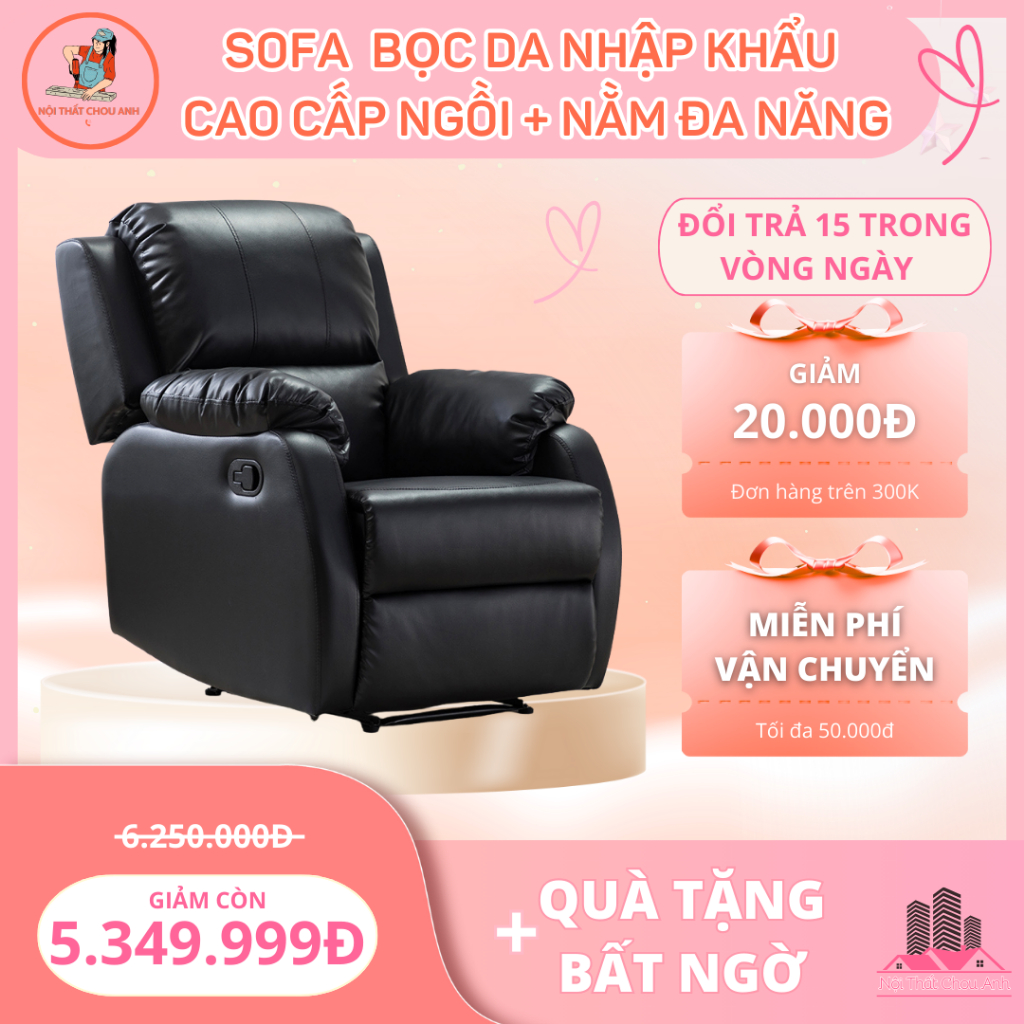 Ghế Sofa Thư Giãn Ngồi Nằm Có Chế Độ Massage Và Ngả Điện 170° Bọc Da PU Mèo Cào Chống Xước, Chống Bẩn T5