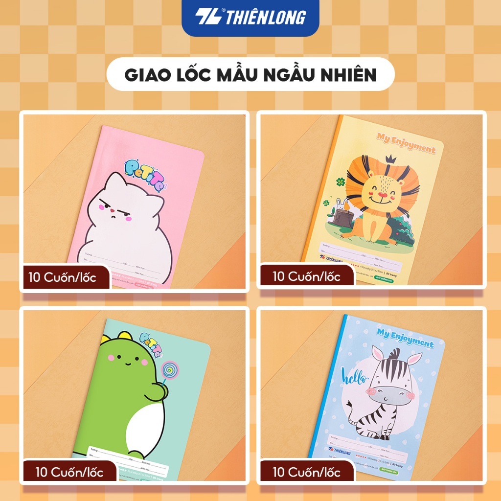 Combo 10 Vở 4 ô ly chống lóa, tập học sinh Thiên Long - Vở 4 ô ly học sinh ô ly - Bìa tập ngẫu nhiên